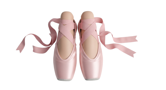 Ballet Pointe Shoes with Ribbons, isolated on transparent background


