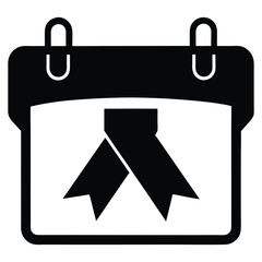 Calendar reminder icon with ribbon symbol for special dates and events illustration