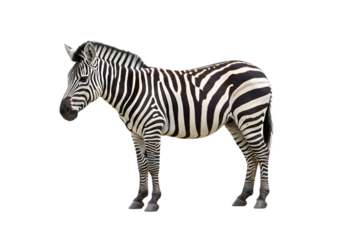 Striped Zebra Wildlife Photography African Plains Animal Equus Quagga isolated on transparent background