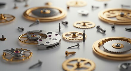 Watch parts scattered on surface