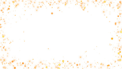 border frame with golden glitter shiny stars and bokeh lights on transparent background ,png luxury holiday christmas and new year social media design element	
