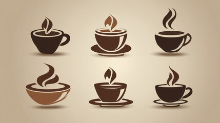 Obraz premium Coffee Cup Logo Art Symbol Design Icons Illustration in Original Vector Form (Vector Art Creation, Not AI Content) 