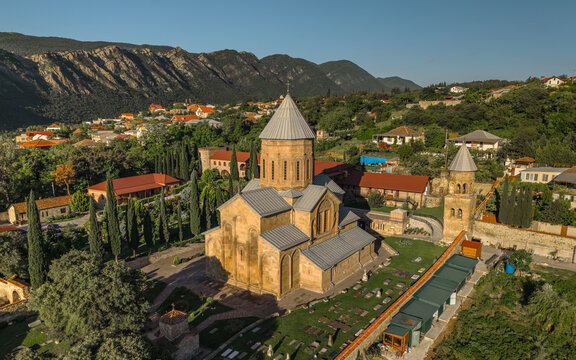 Aerial view of Samtavro Convent in Mtskheta - Powered by Adobe