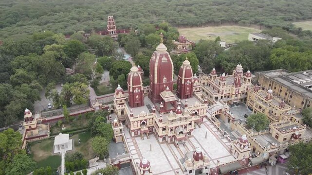 4k Aerial Drone Footage of Birla Mandir a Temple in New Delhi india