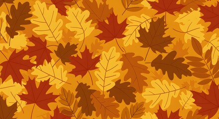 Fototapeta premium Vibrant Autumn Leaves Pattern, Fall Foliage Design