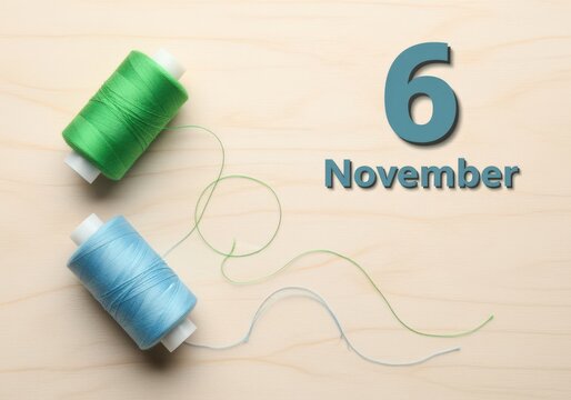 November 6th calendar date with colorful threads