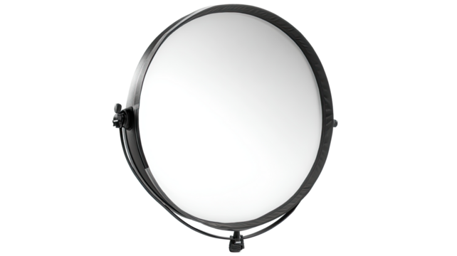 A circular, studio-quality light fixture.  A smooth, white, circular light panel is centered within a dark, circular frame. The frame has a slightly textured, dark gray or black appearance.