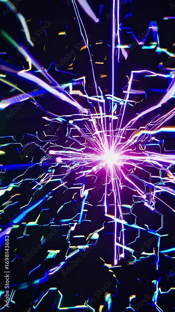 Poster dynamic abstract video concept with neon blue light trails. captured from a top-down angle, creating