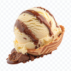 realistic delicious scoop-of chocolate vanilla ice cream in different color style isolated on transparent background	