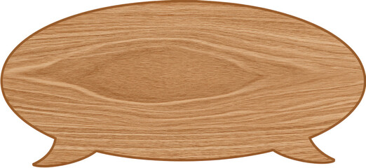 Light brown wooden oval speech bubble