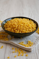 Homemade Perlini Pasta in a Bowl, side view. Close-up.