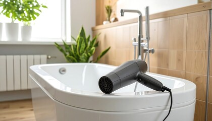 Modern bathroom with a hairdryer