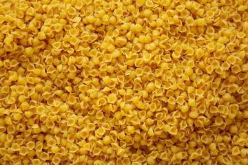 Homemade Perlini Pasta, top view. Flat lay, overhead, from above.