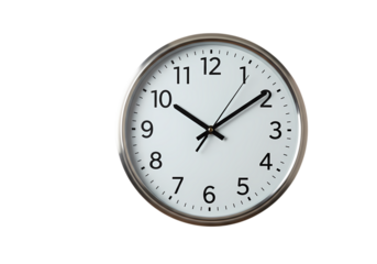 Round Analog Wall Clock Minimalist Timepiece Design isolated on transparent background