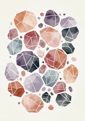 Soft Hues Geometric Gemstone Abstract Watercolor Pattern