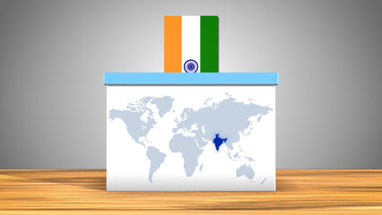 India Voting Box with World Map