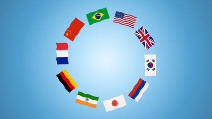 International Flags Forming a Unity Circle