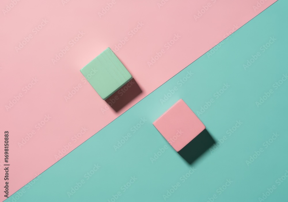 Poster minimal pastel blocks on diagonal split surface
