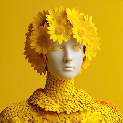 creative human collage on a yellow background