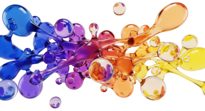 Vibrant Abstract Fluidity: A Kaleidoscope of Dynamic Liquid Blobs on Black