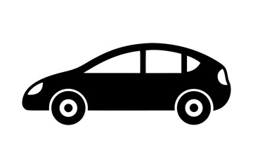 Fototapeta premium Eco friendly green car with leaves flat vector silhouette design