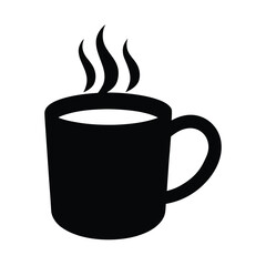 Coffee Mug with Steam Silhouette Vector