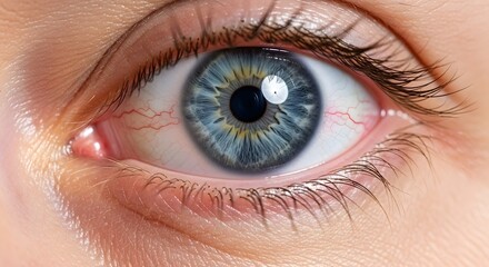 Closeup of human eye examination by doctor