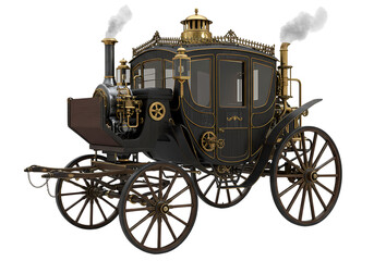 Fototapeta premium Victorian SteamPowered Carriage A Glimpse into 19th Century Transportation Elegance isolated on transparent background