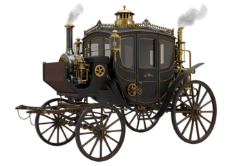 Victorian SteamPowered Carriage A Glimpse into 19th Century Transportation Elegance isolated on transparent background