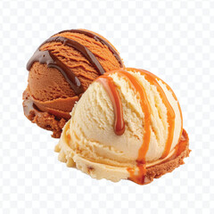 realistic delicious scoop-of chocolate vanilla ice cream in different color style isolated on transparent background	