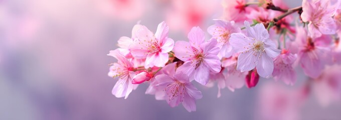 Fototapeta premium Delicate pink cherry blossoms in soft focus