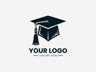 Minimalist graduation cap vector logo design for education and academic achievement