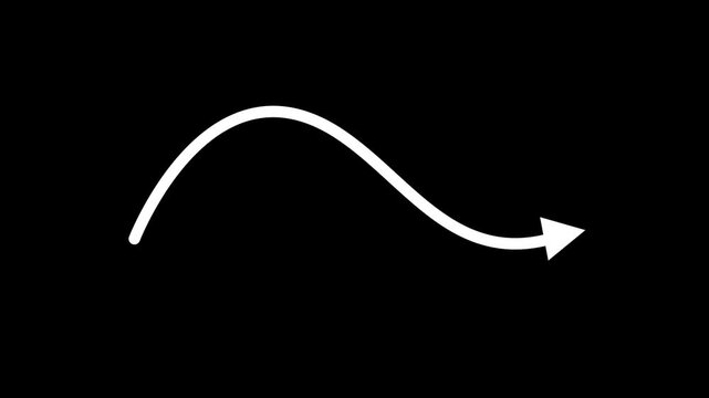 Abstract motion arrow rising transparent background. isolated business growth arrow 4k animation, arrowheads doodle   sign, business line arrow direction.   