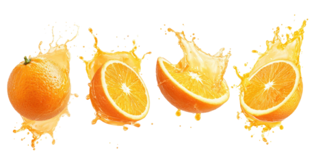 Orange slices with juice splashes