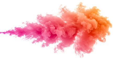 Fototapeta premium Abstract pink and orange smoke stream, isolated on transparent cutout background, cut out, png