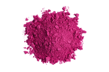 Vibrant, deep pink powder, clustered in a slightly uneven, rounded mound, with a slightly blurred, irregular edge against a pure black background