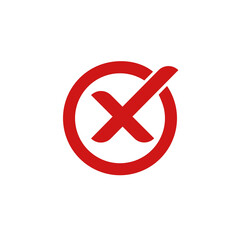 Red x mark inside a red circle symbol for no or incorrect answer