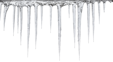 close-up of white icicles hanging down