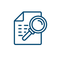 Magnifying glass over a document with lines symbolizing data or text