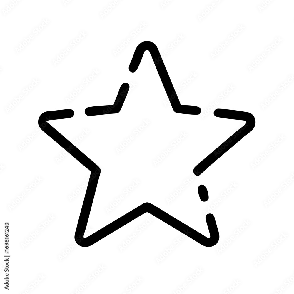 Poster star outline vector icon illustration, celestial shape with dashed line for graphic design use