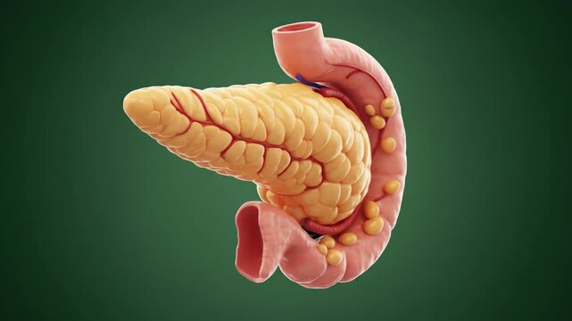 3D Render of Human Intestines and Pancreas