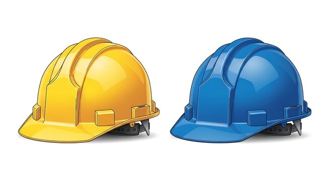 Protect your team with these vibrant yellow and blue construction helmets, symbolizing safety and reliability on every project, perfect for training and safety campaigns