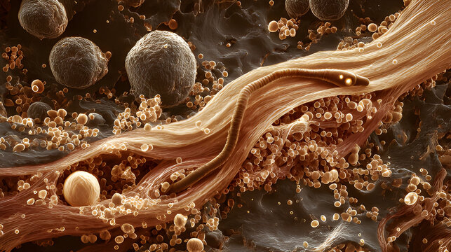Worm infestation parasitology cryptospiridiosis. Scanning electron microscope creeping eruption. Trichinella spiralis hookworm. Roundworm, helminths, eggs and cysts, adipose cells, cancer, hiv virus
