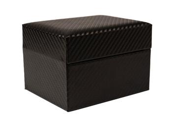 Black empty box covered with red velvet isolated on a white background.