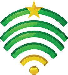 Christmas Remote Work Green Wifi Signal Star Logo