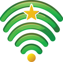 Christmas Remote Work Green Wifi Star Signal Icon
