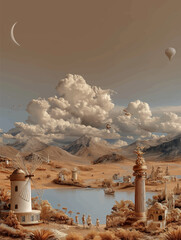 vector illustration of greek landscape