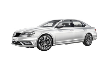 Fototapeta premium Silver Sedan Car Isolated Side View on Transparent Background