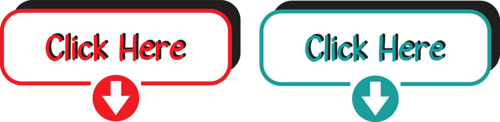 Click Here Button Icon set.Pointer Click button. Modern action button mouse click symbol. Computer mouse click cursor or Hand pointer symbol. Cursor arrow icon. Clicking finger. Vector illustration.