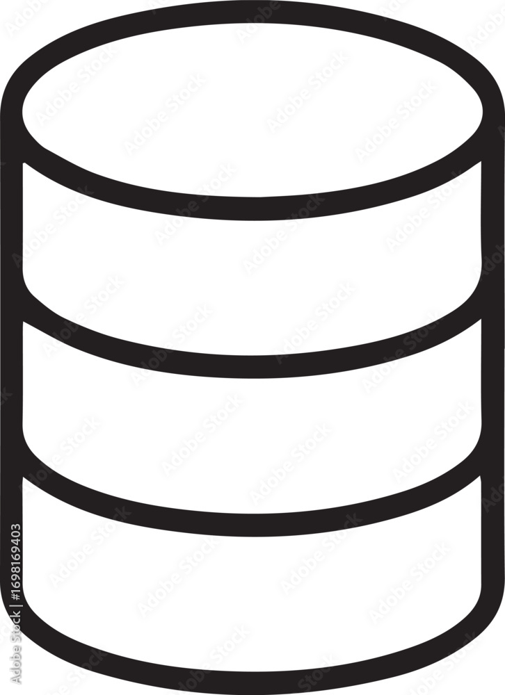 Aufkleber database storage outline icon, server data stack and cloud computing symbol vector illustration on t